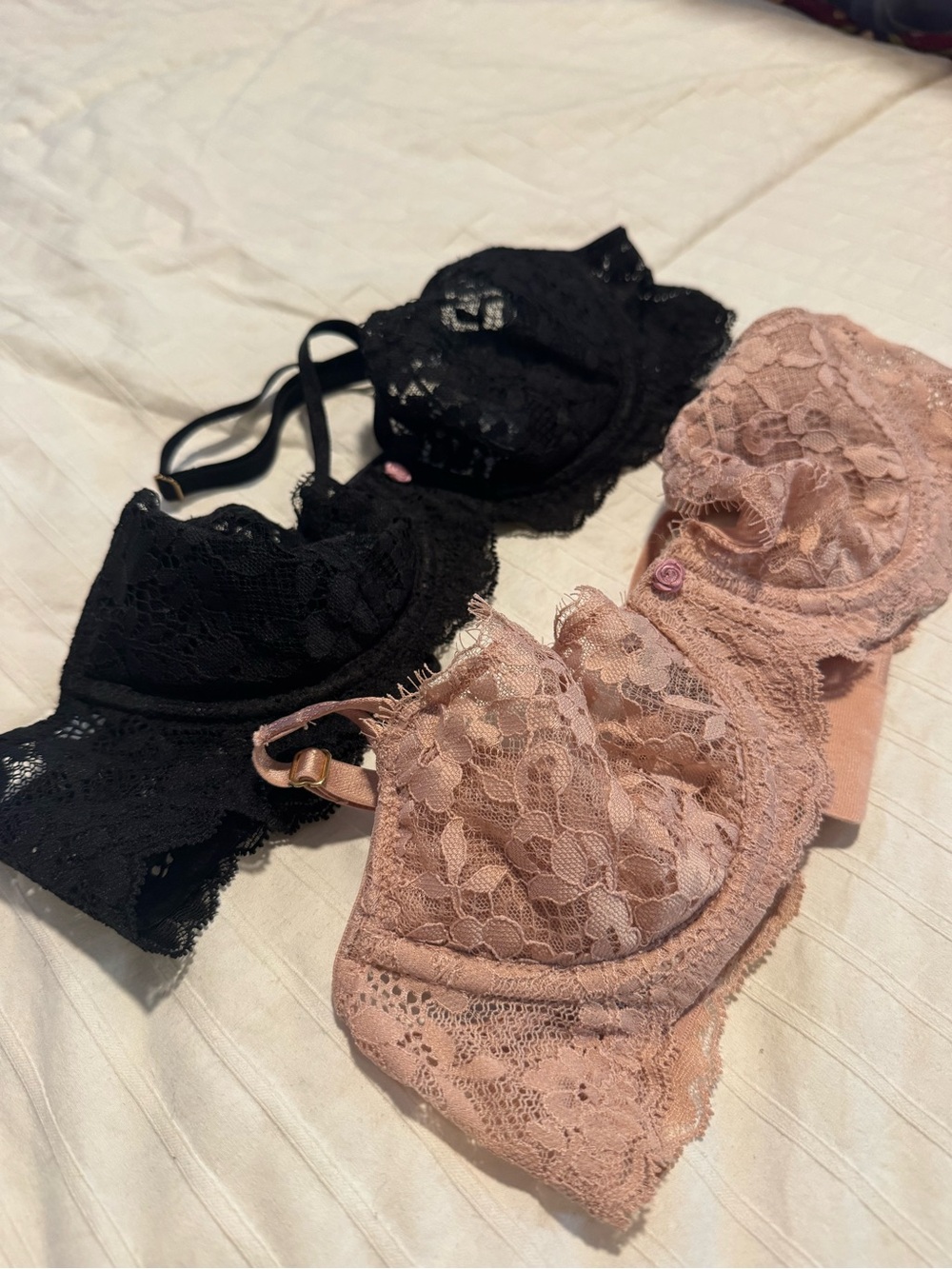 Two Lace Underwire Bras - 34A